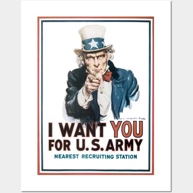 Vintage Patriotic Uncle Sam I Want YOU for US Army WWI Recruiting Poster Art Wall Art by MasterpieceCafe